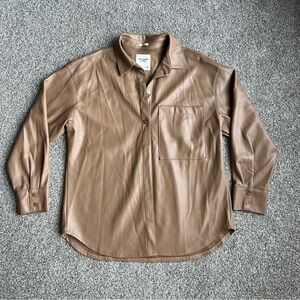 Abercrombie & Fitch Oversized‎ Vegan Leather Brown Jacket Size Medium